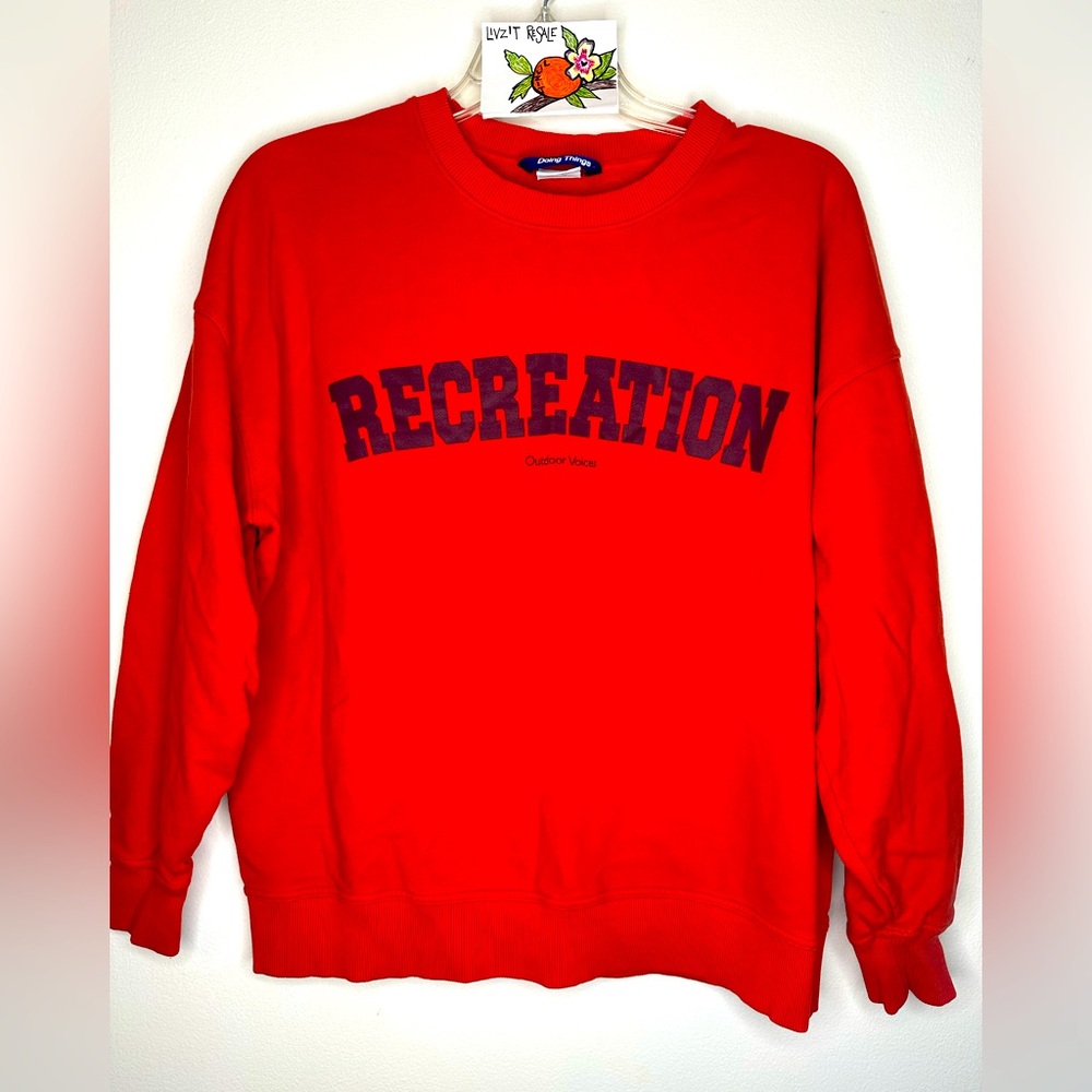 Outdoor Voices Red Recreation Crew Neck Sweatshirt sz M